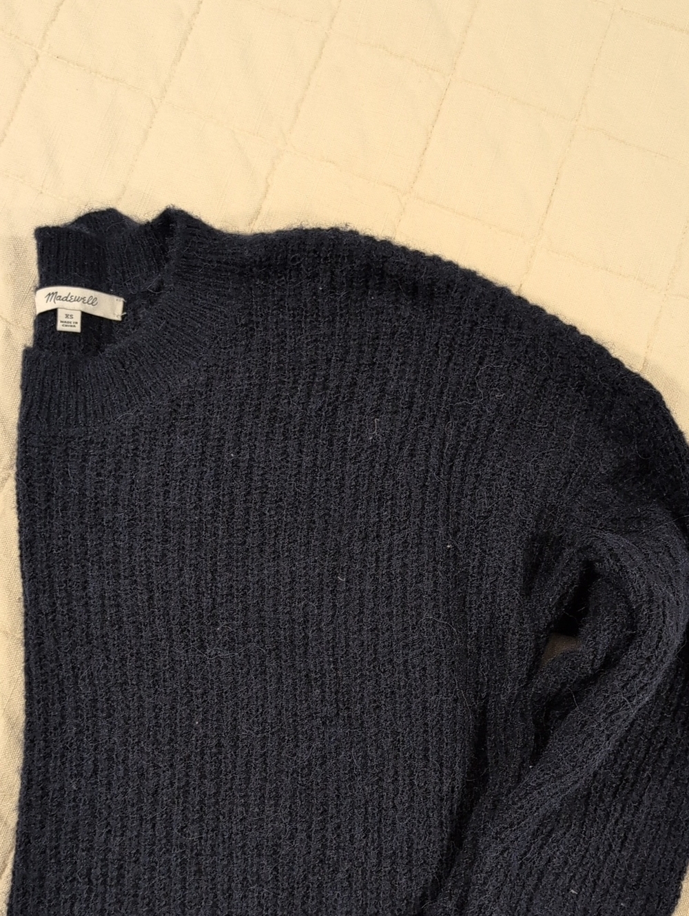 Madewell Alpaca Blend Knit Navy Crewneck Sweater Size XS